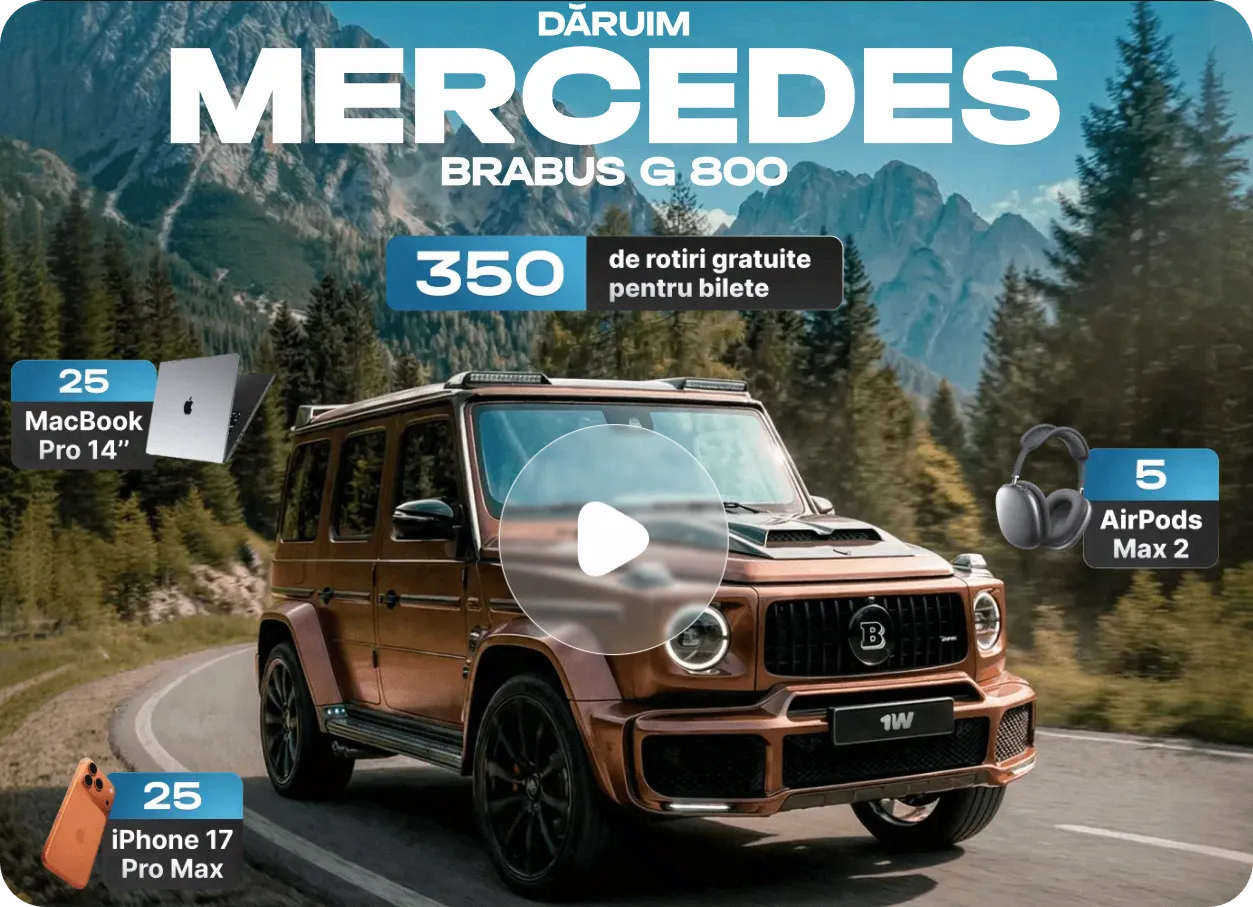 Loterie 1Win cu premii Mercedes Brabus G800, iPhone și MacBook